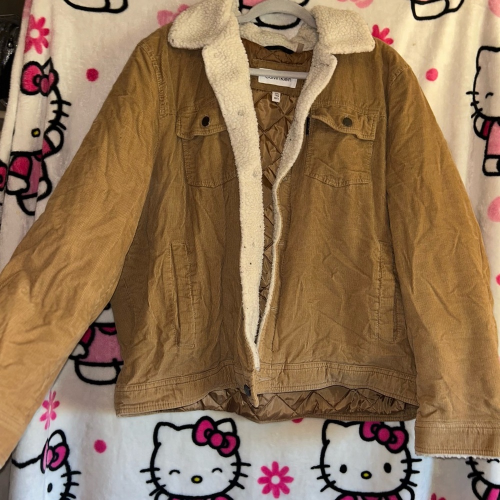 Tan Corduroy Sherpa-Lined Jacket